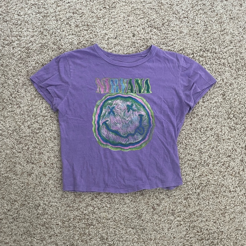 Purple cropped nirvana tee from urban outfitters